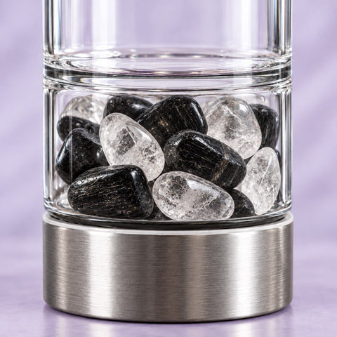 Black Tourmaline and Clear Quartz in the gem chamber