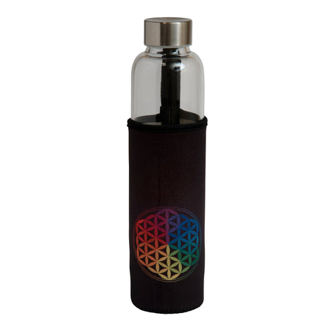 Neoprene Water Bottle Sleeve - (Flower of Life Design)