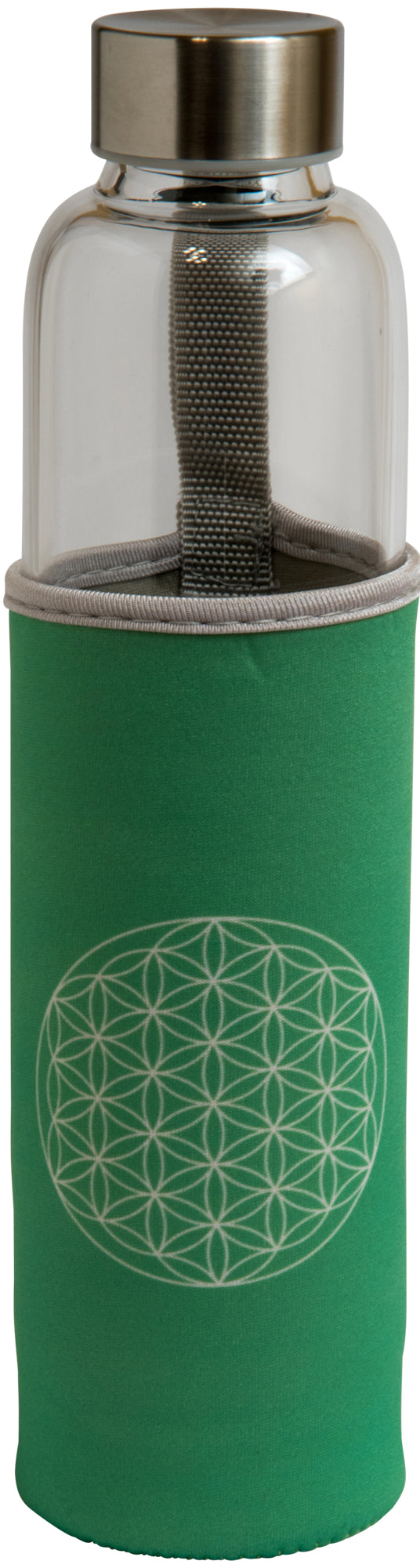 green neoprene sleeve for crystal water bottle