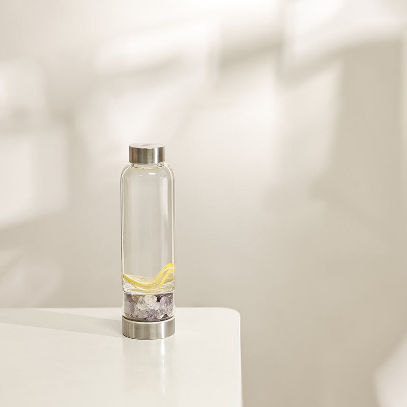 The Elixir2Go filled with water on a table