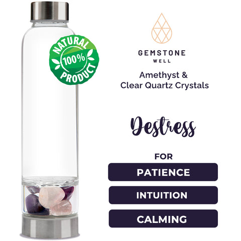 Botella de agua de ángel, cristal de gema Elixir botella de agua de  curación de cristal bebida de energía para rosa todo el día y bienestar con  funda