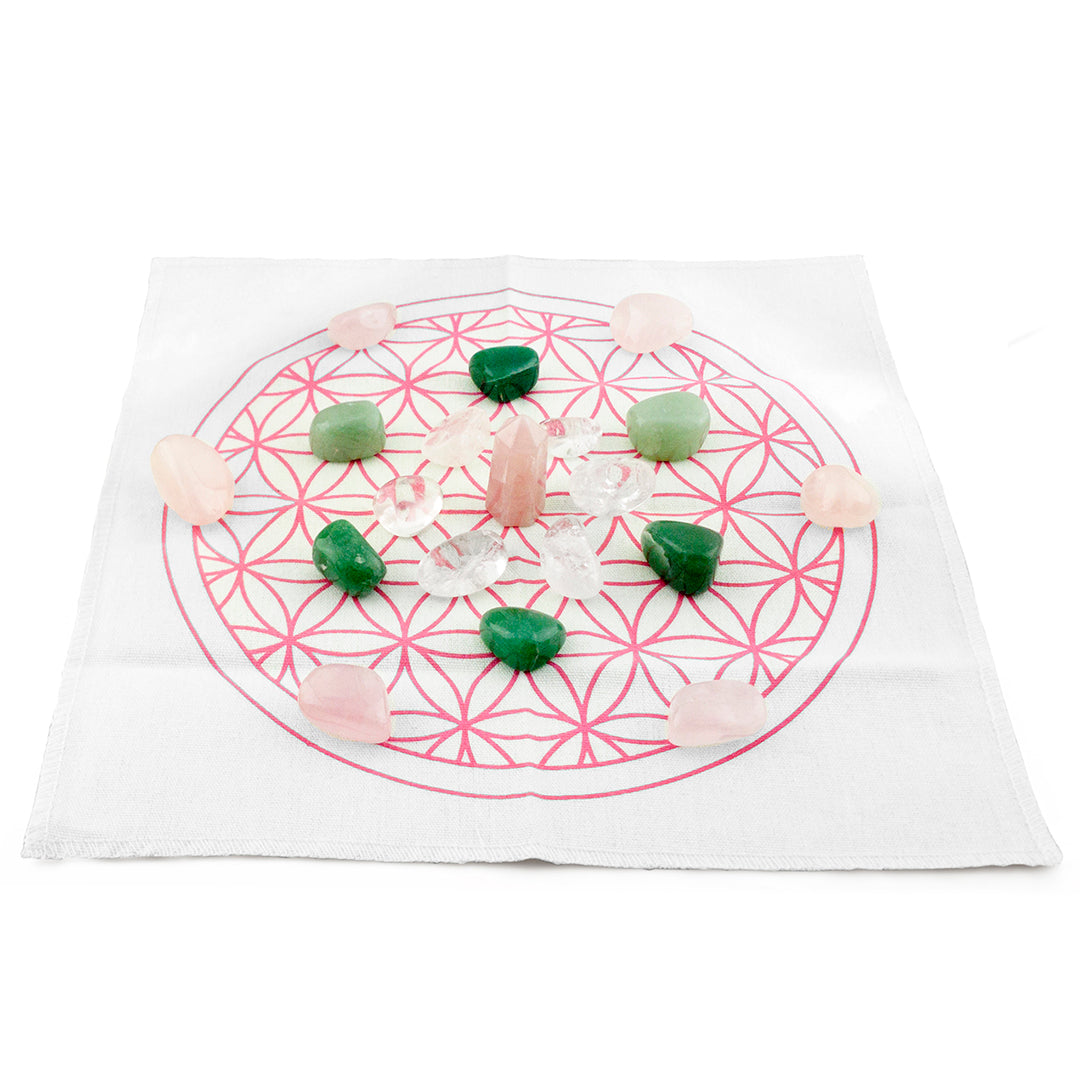 love and harmony crystal grid kit set up