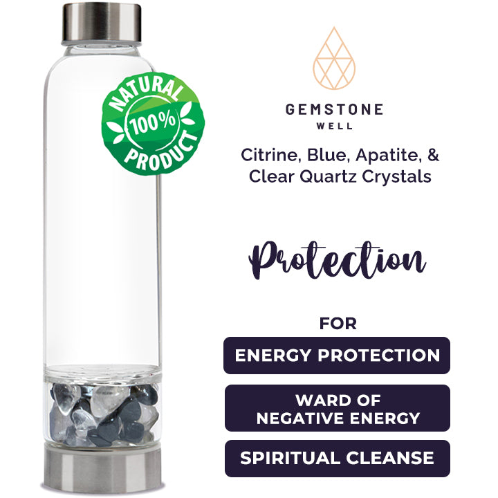 Crystal Water Bottle Elixir Set - Includes: Neoprene Sleeve + Gemstones