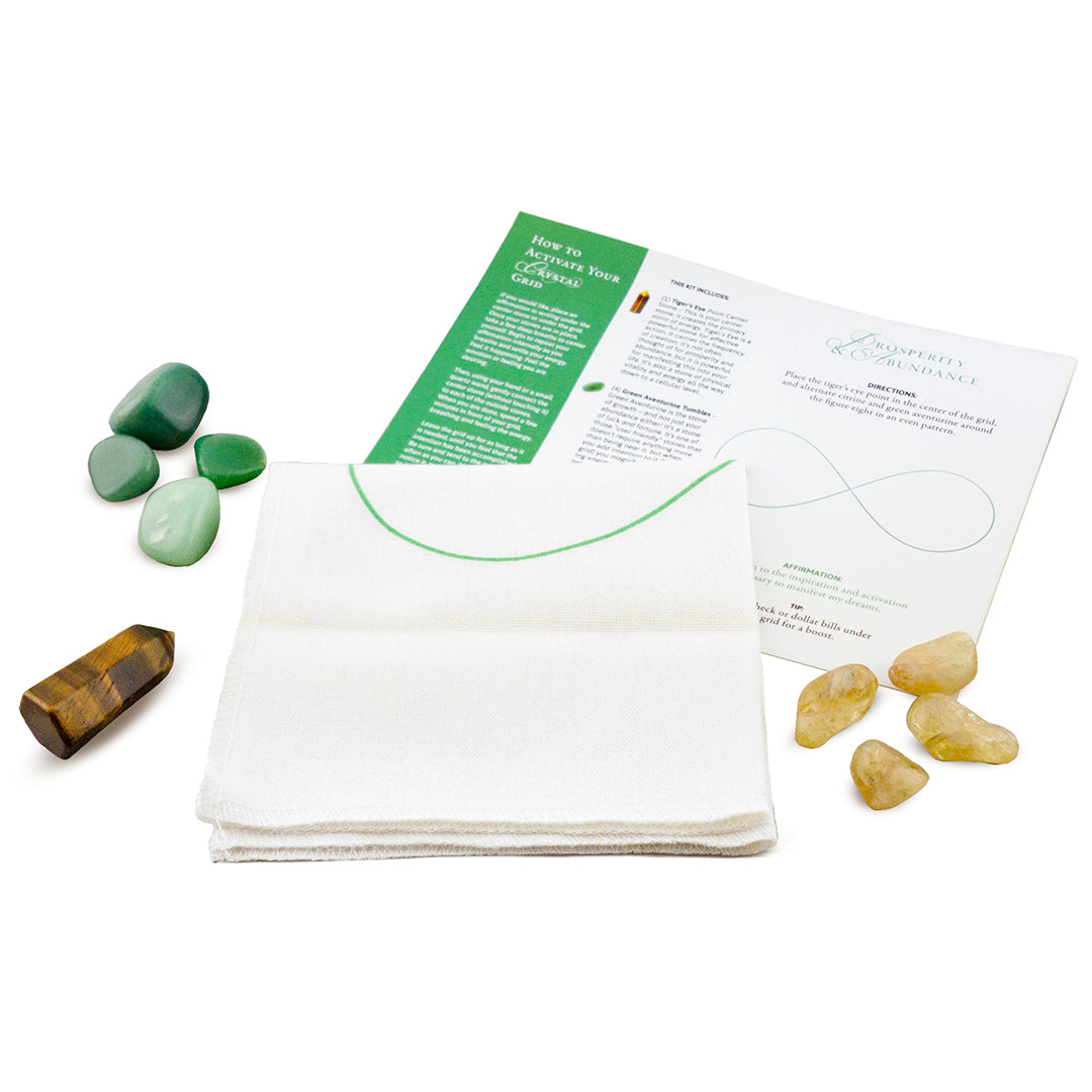 whats included in the prosperity and abundance crystal grid kit