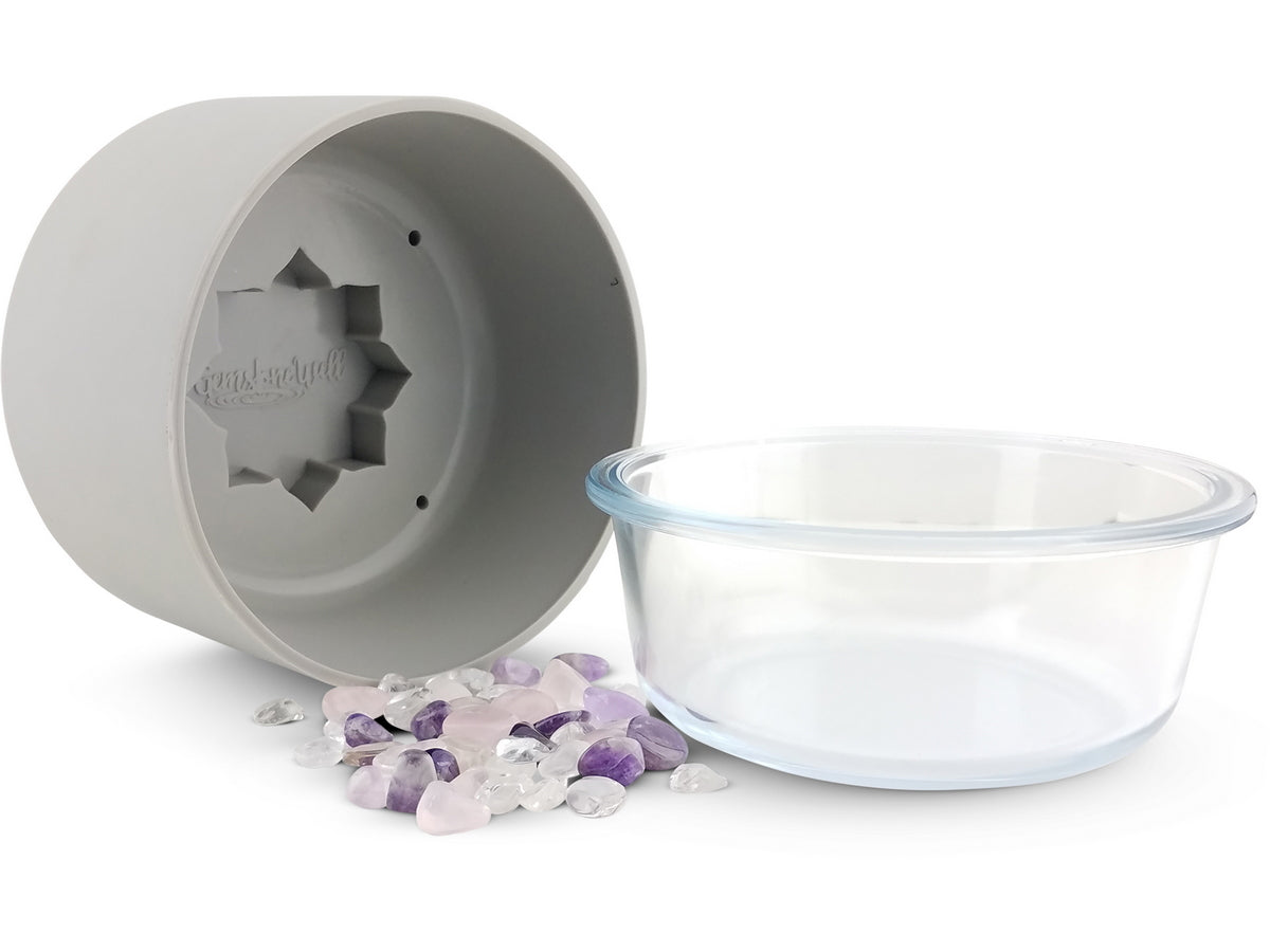 grey pet water bowl