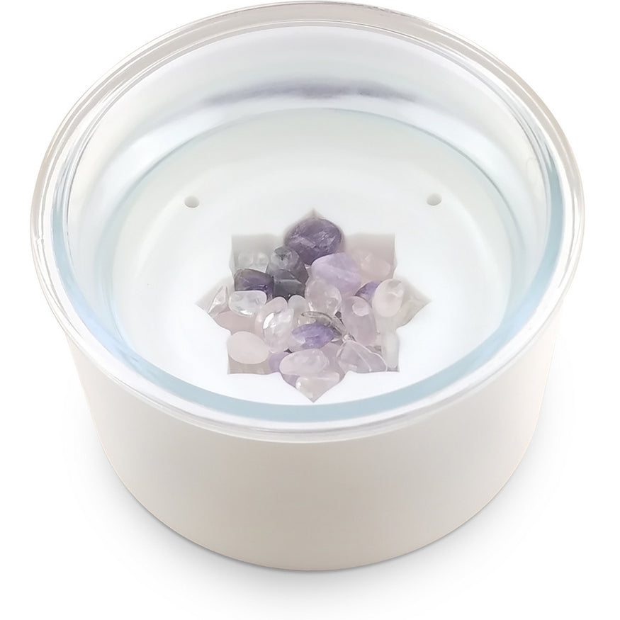 white pet water crystal bowl