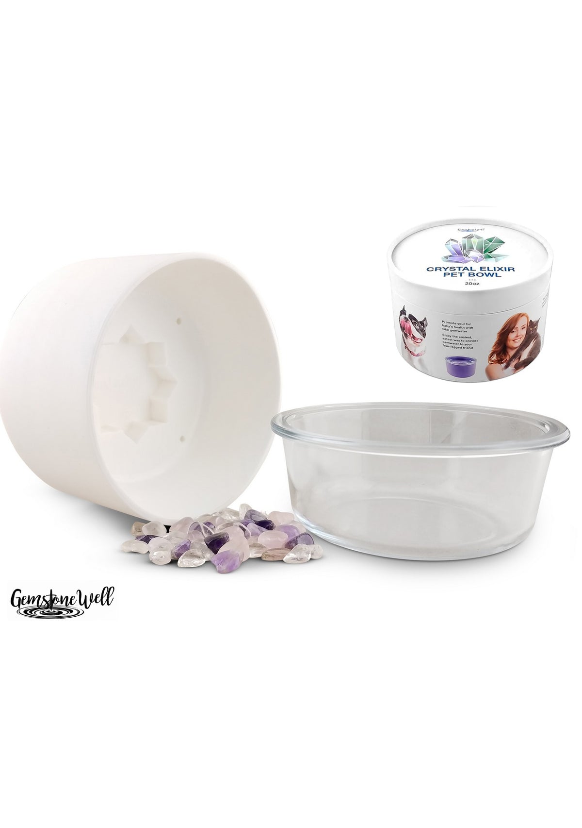 white pet water bowl